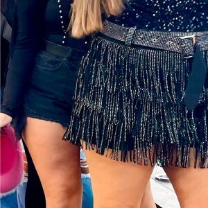 Black fringe skirt. Worn once